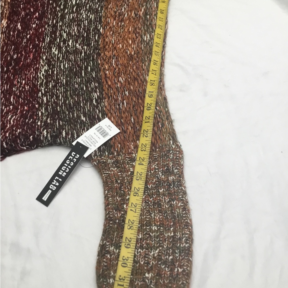 DESIGN LAB Cream and Brown Cowl Neck Sweater with Fuzzy Texture - Picture 4 of 12